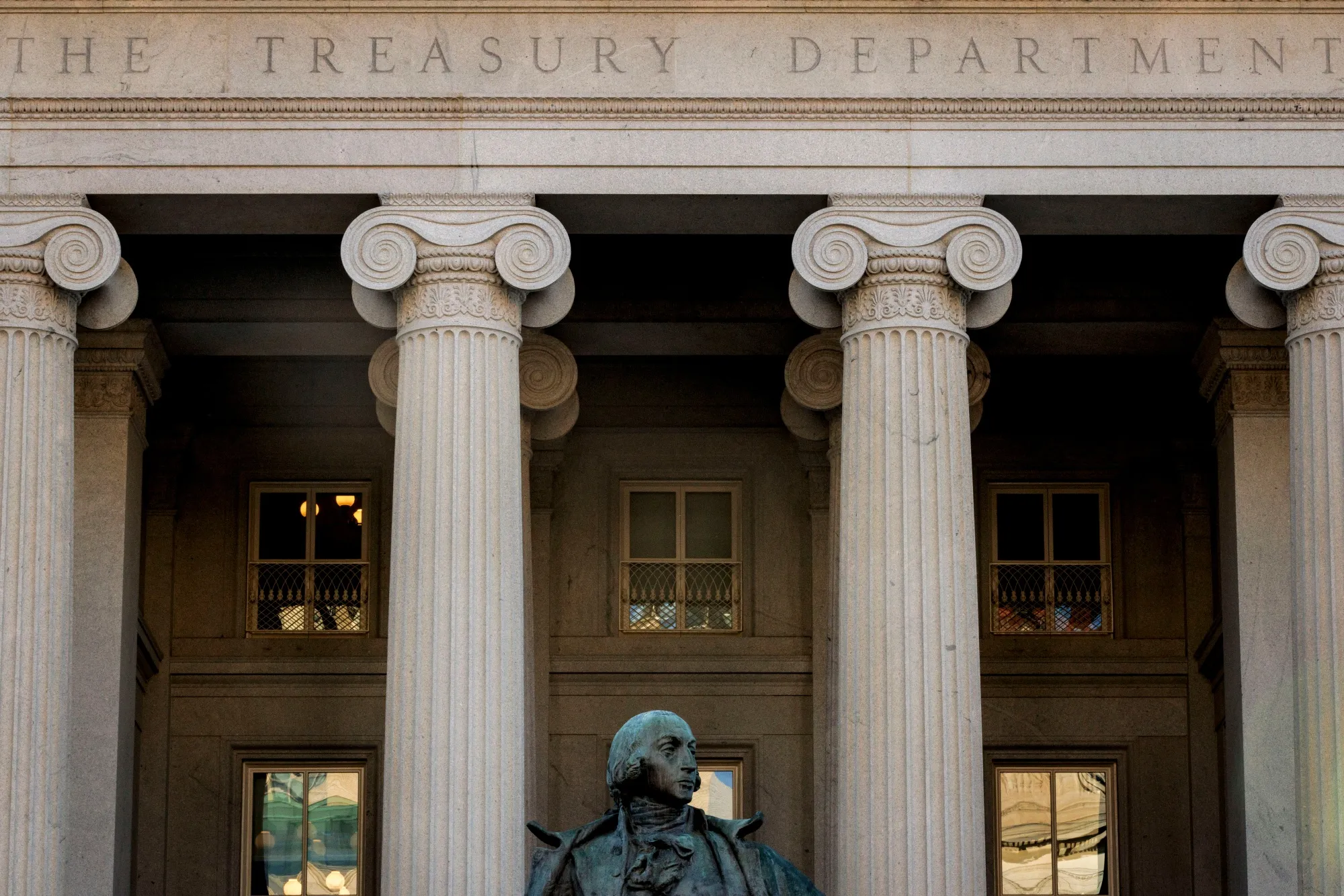 The US Treasury building in Washington, DC, US, on Tuesday, Dec. 31, 2024. The US Treasury Department was hacked by a Chinese state-sponsored actor through a third-party software service provider, according to a letter the agency sent to Congress on Monday.