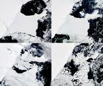 Satellite imagery shows the collapse of&nbsp;the Conger ice shelf from&nbsp;February 22 - March 21, 2022.