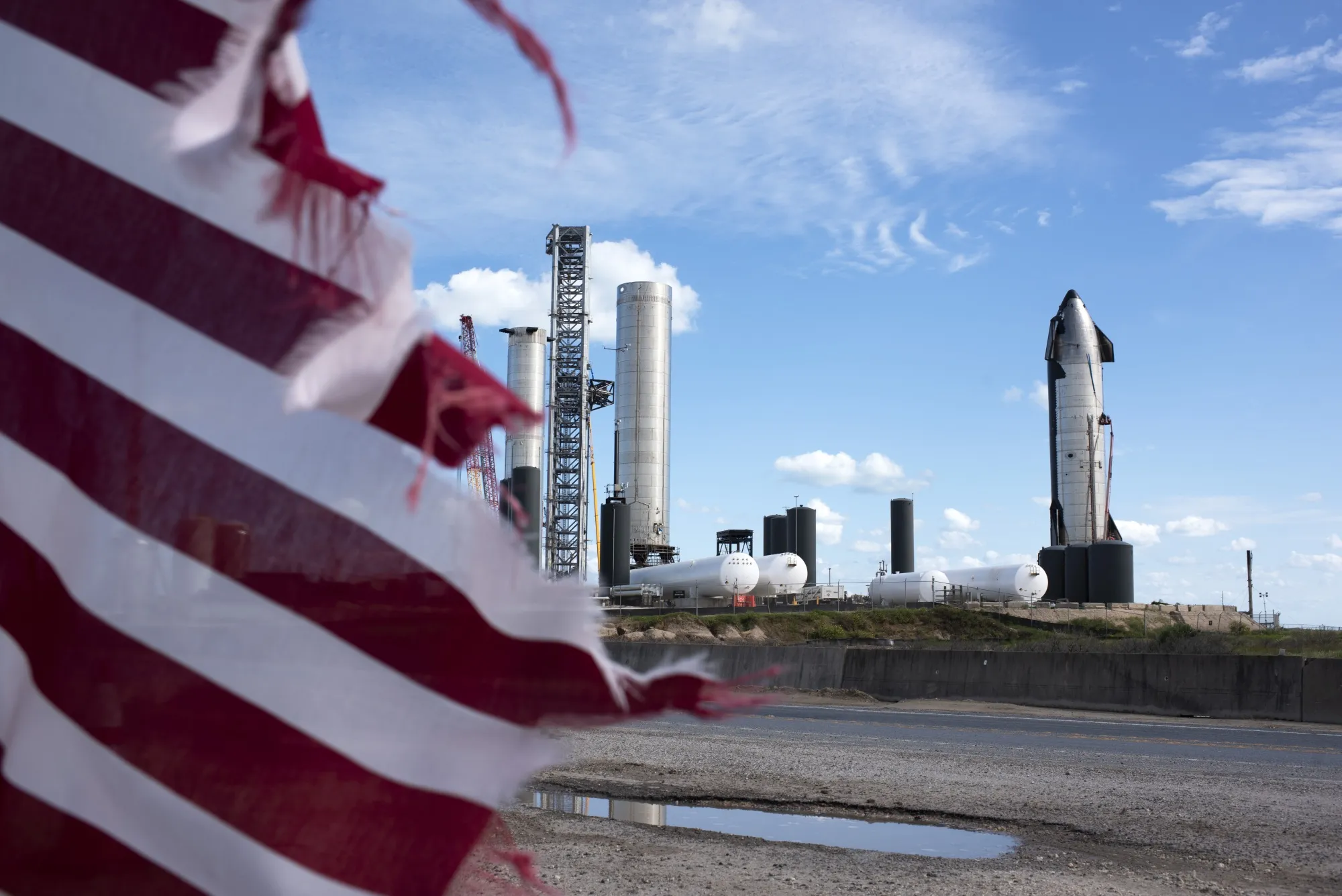 The SpaceX&nbsp;Starbase launch facility under construction in Boca Chica, Texas.