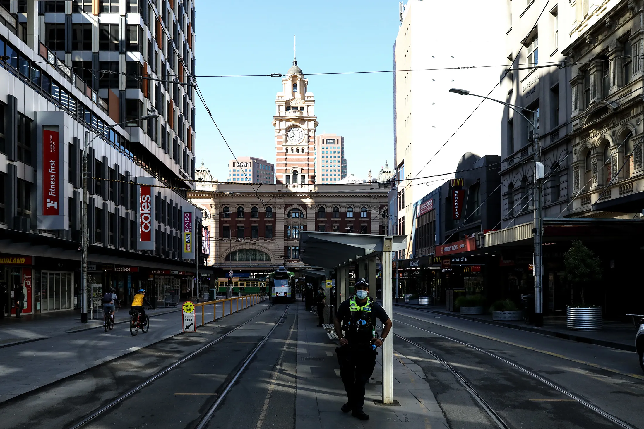 A heavy Victoria Police presence as anti-lockdown protesters take to the streets&nbsp;in Melbourne.