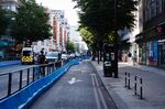 A section of the Mayor of London's 'Streetspace' scheme, designed to expand capacity for pedestrians and cyclists on certain roads while social distancing guidelines remain in effect, on Edgware Road in London, England, in May, 2020. 