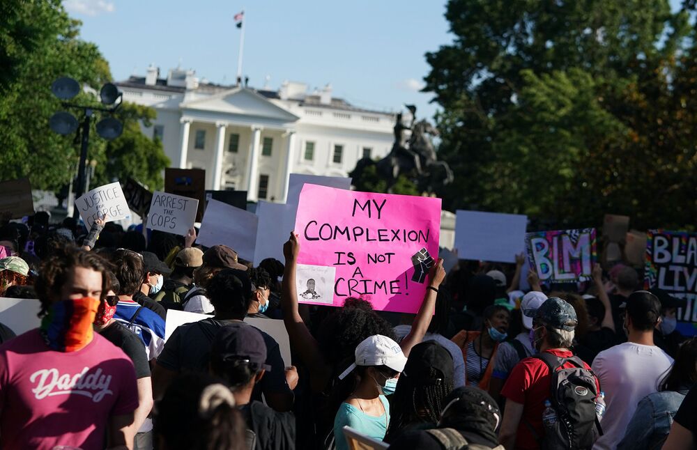 Demonstrators protesting the death of George Floyd near the White House on May 31.