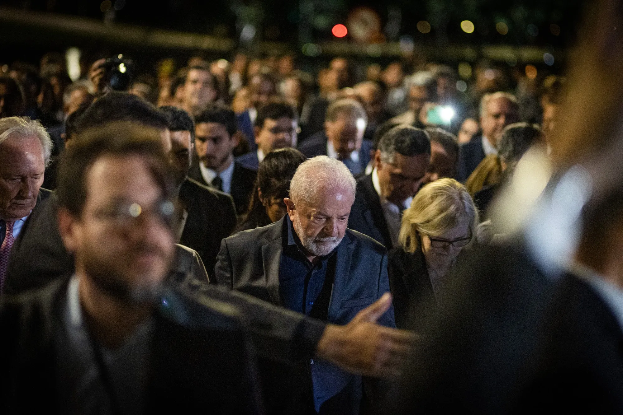 Lula, center, and government officials visit the Supreme Court building following attacks on government buildings by supporters of former President Jair Bolsonaro in Brasilia, on Jan. 9.