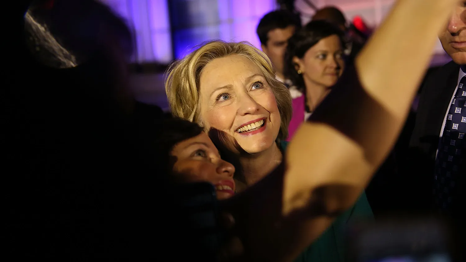 Democratic Presidential hopeful and former Secretary of State Hillary Clinton greets people during the Presidential Candidates Plenary at the National Urban League conference in the Fort Lauderdale Convention Center on July 31, 2015 in Fort Lauderdale, Florida.
