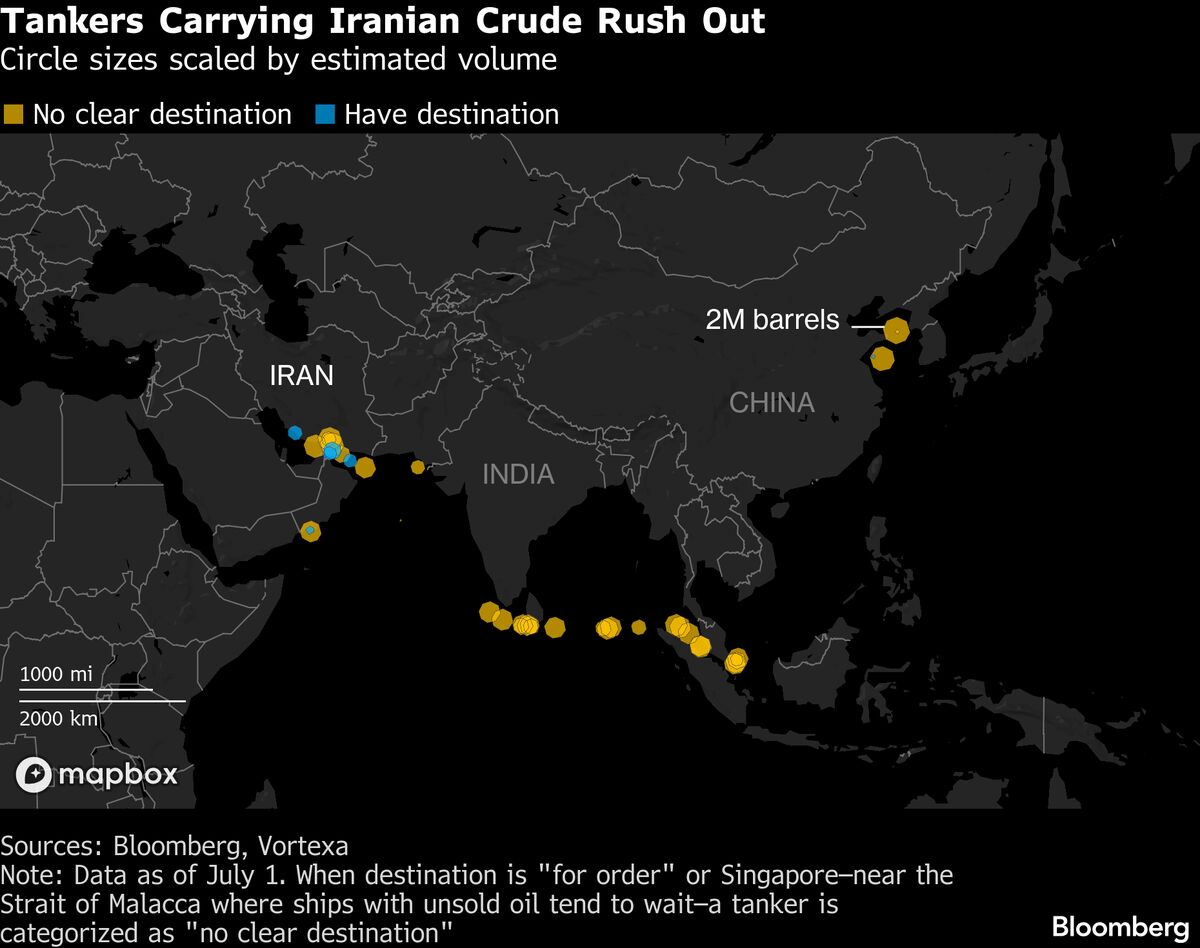 Iran’s Floating Oil Stockpile Swells as Major Buyers Stay Away