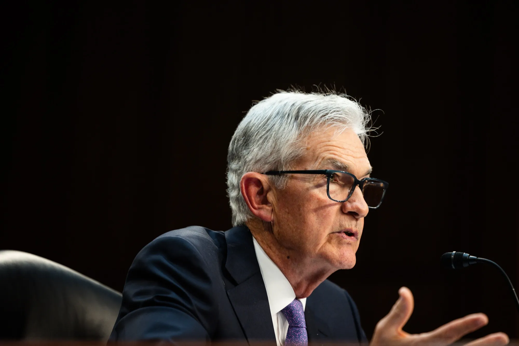 Jerome Powell speaks during a Senate Banking, Housing, and Urban Affairs Committee hearing in Washington, DC,&nbsp;on&nbsp;July 9.