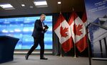 Governor Stephen Poloz leaves a Bank of Canada press conference in Ottawa after holding rates steady in January.