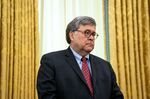 William Barr, U.S. attorney general, stands during a meeting in the Oval Office of the White House in Washington, D.C., U.S., on Wednesday, July 15, 2020. President Donald Trump told a judge he will continue to challenge a grand jury subpoena seeking his tax filings after the U.S. Supreme Court ruled he is not immune from investigation.