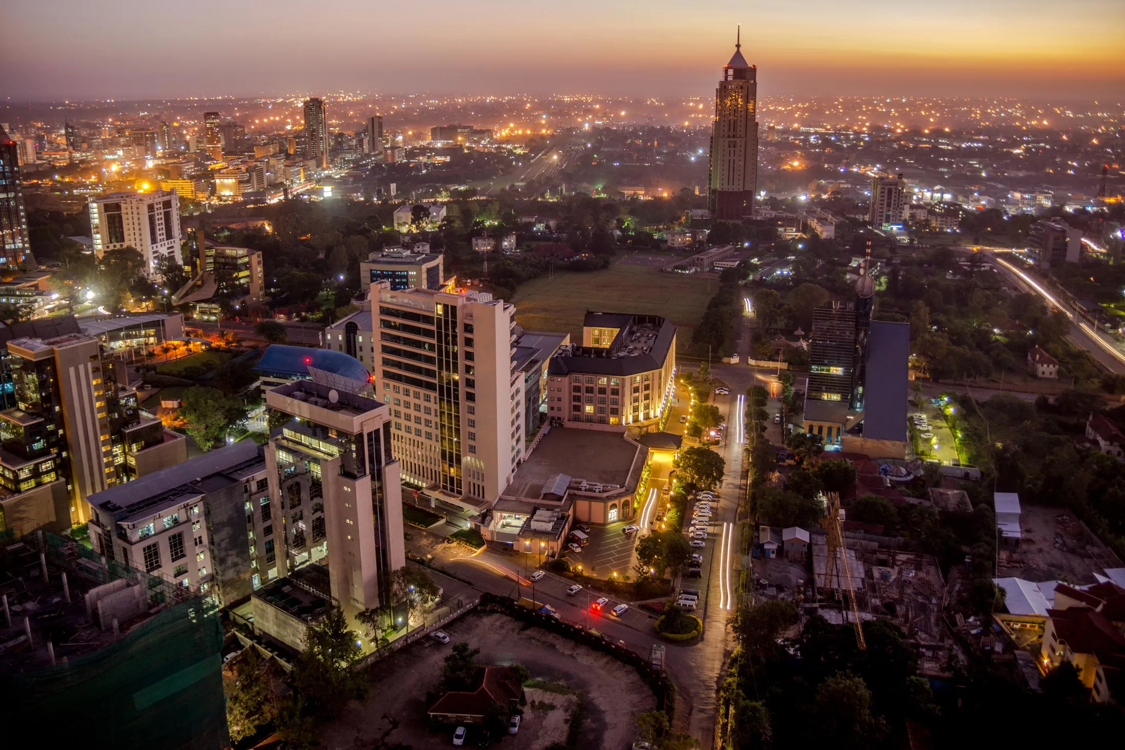 A view out south of KCB towers in Nairobi.