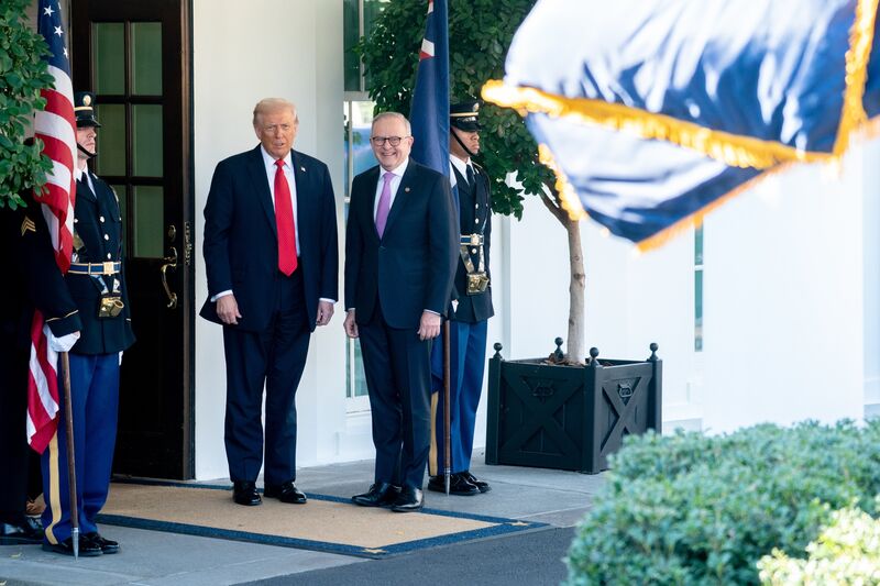 US President Donald Trump, left, and Anthony Albanese, Australia's prime minister, at the White House on Monday.
