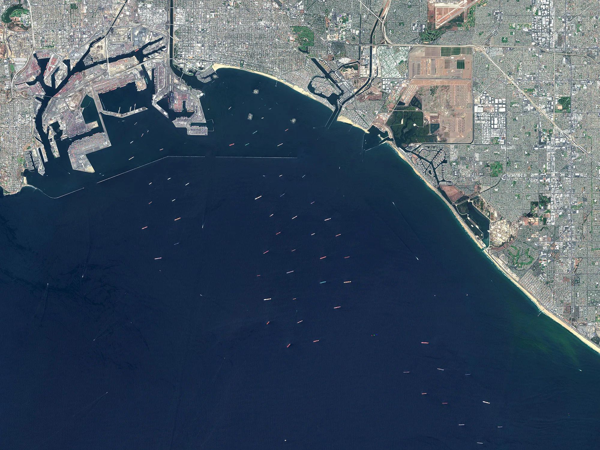Port congestion at Los Angeles and Long Beach ports, on Aug. 26.&nbsp;