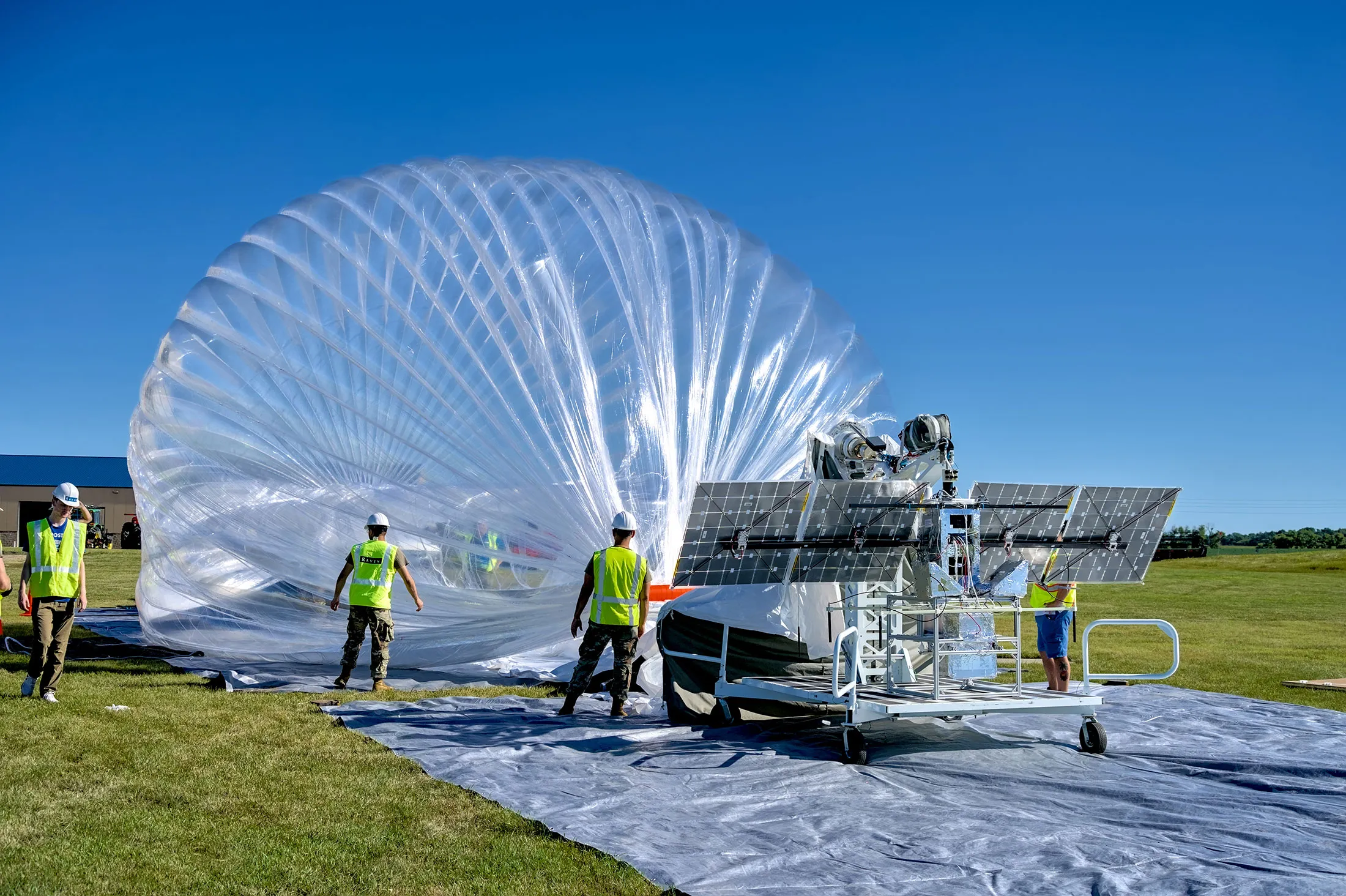 Partial inflation of an Aerostar Thunderhead Balloon System just prior to launch, near Baltic, South Dakota, last summer.