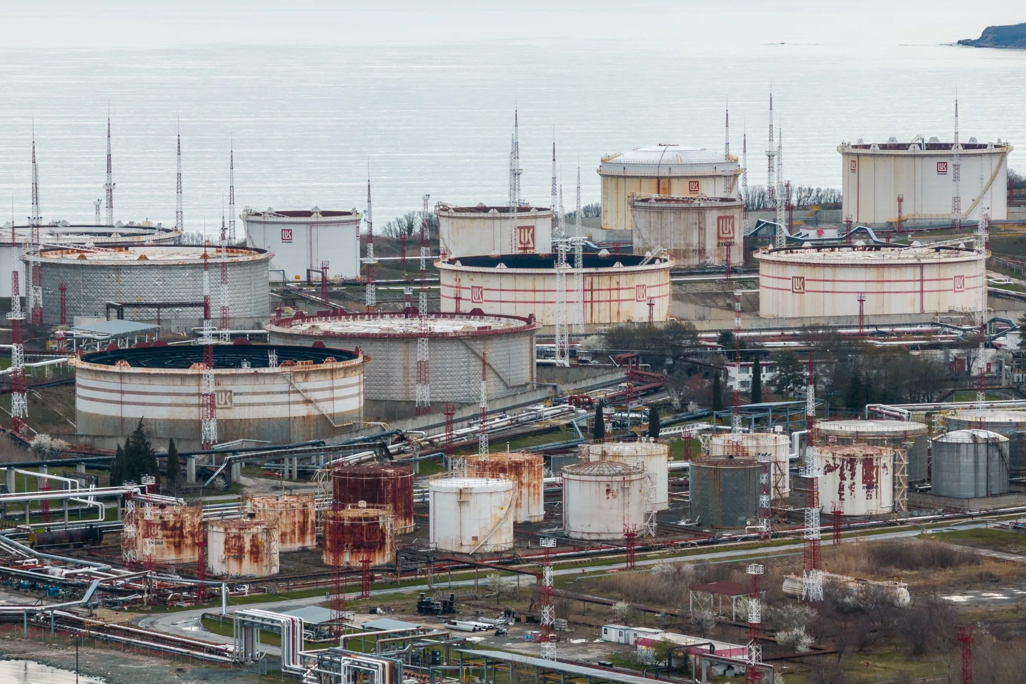 The Lukoil Neftohim Burgas AD oil refinery near Burgas, Bulgaria.