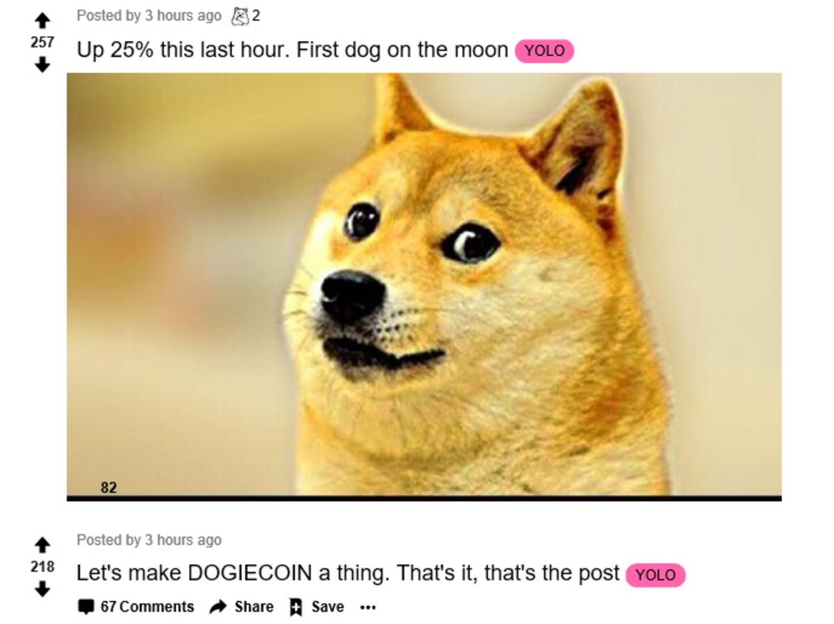 Dogecoin Surges As Reddit Fever Hits Cryptocurrency Prices Coingecko Says Bloomberg