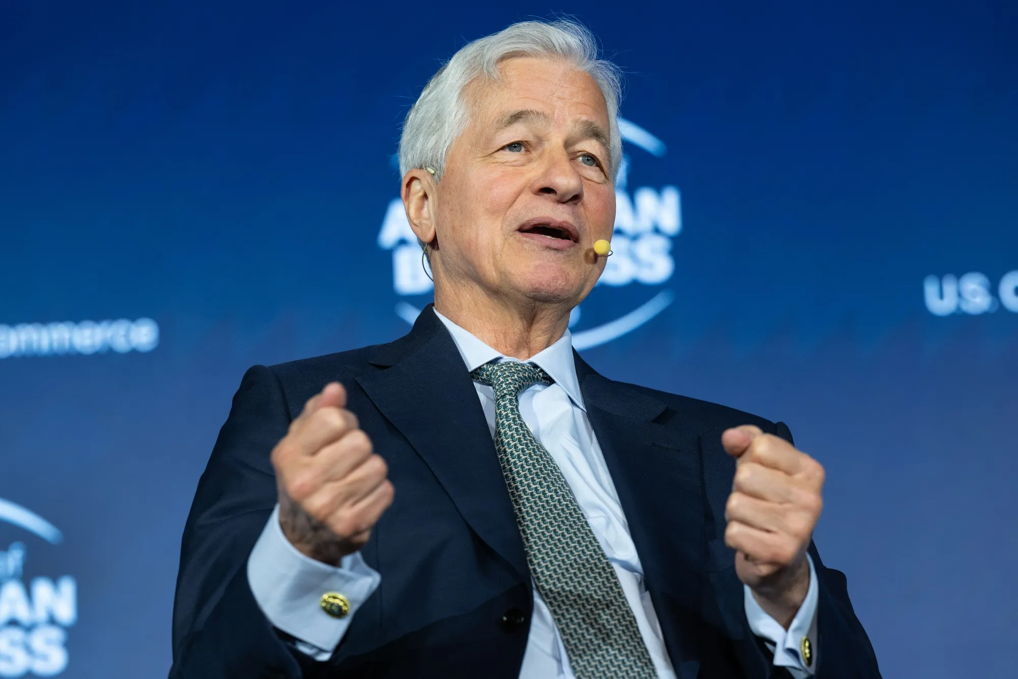 Jamie Dimon, chief executive officer of JPMorgan Chase & Co., during a fireside chat at the US Chamber of Commerce in Washington on Jan. 15.
