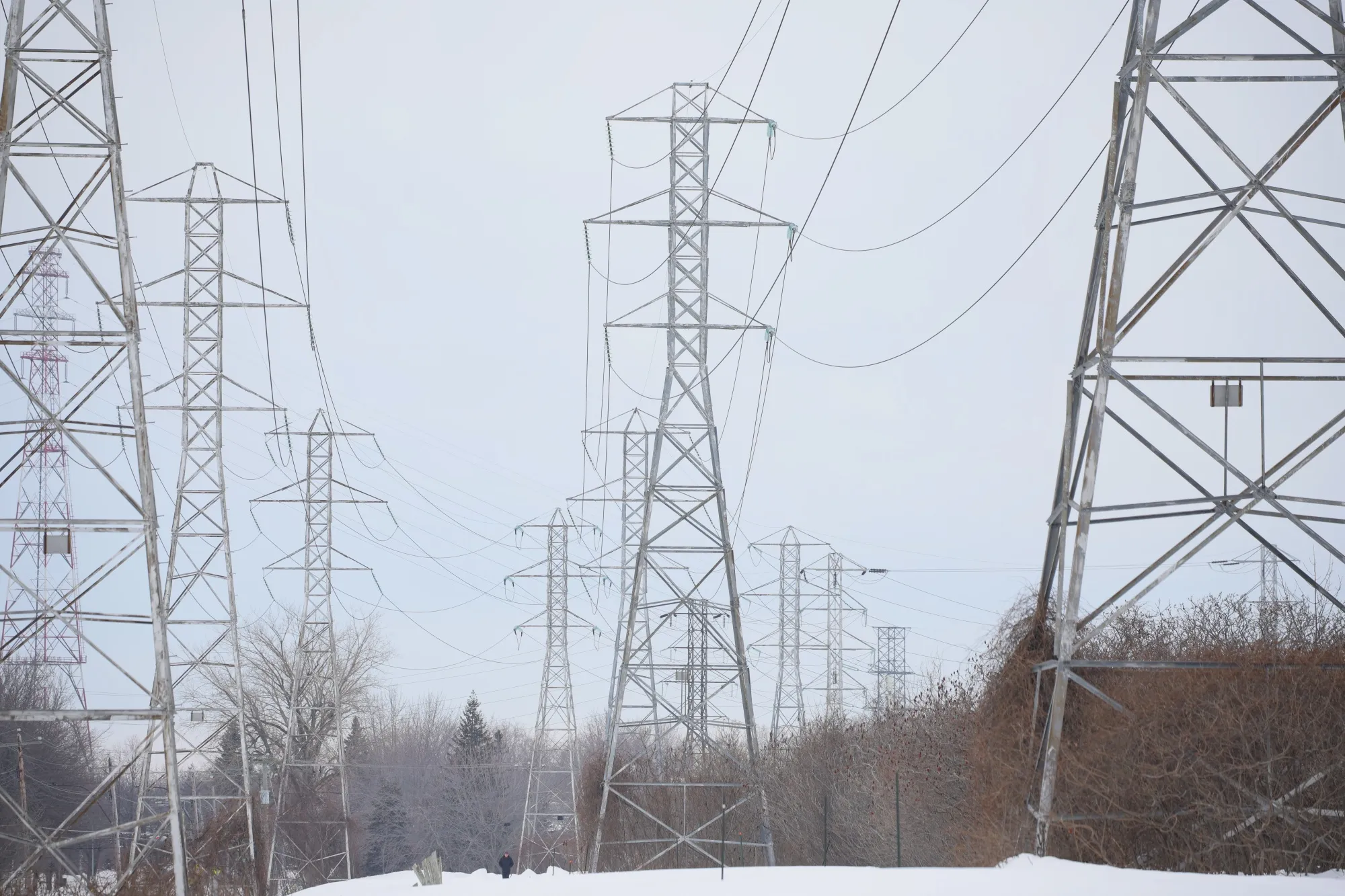Power lines in a residential neighborhood in Montreal. Quebec and Ontario are significant providers of electricity to the US.&nbsp;