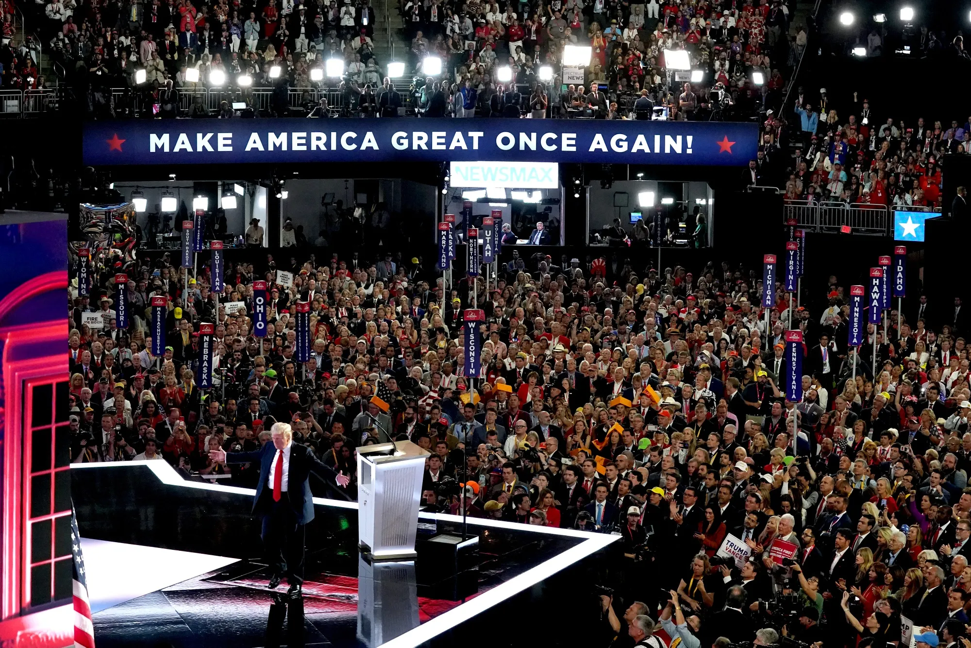 Donald Trump during the Republican National Convention in Milwaukee, Wisconsin, on July 18.&nbsp;
