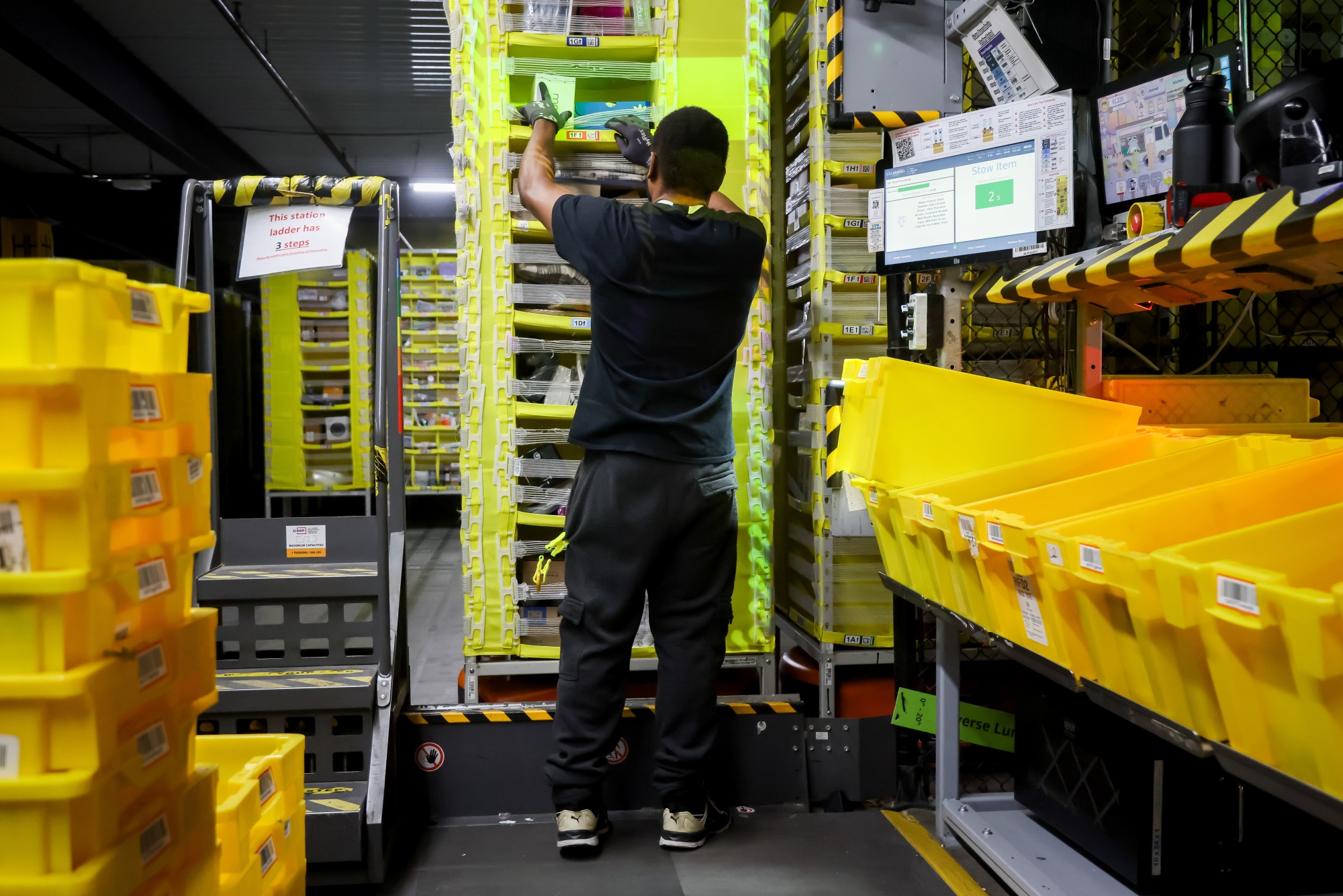 A worker at a fulfillment center in New Jersey.