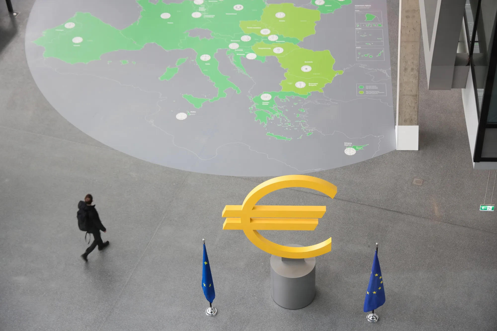 A Euro symbol sculpture at the European Central Bank headquarters in Frankfurt.
