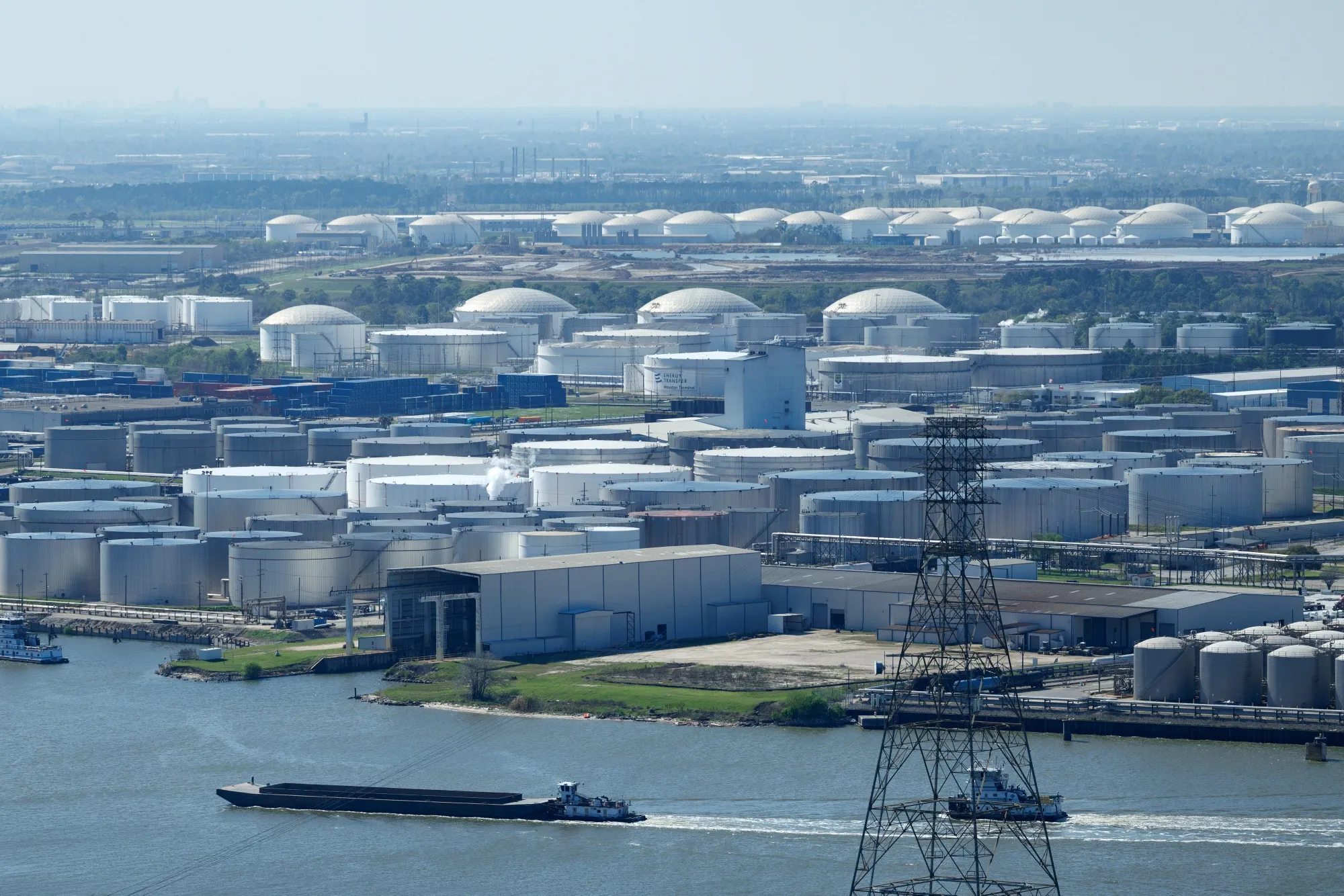 Storage tanks on the Houston Shipping Channel in La Porte, Texas.