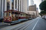 Empty streets and empty streetcars in San Francisco.