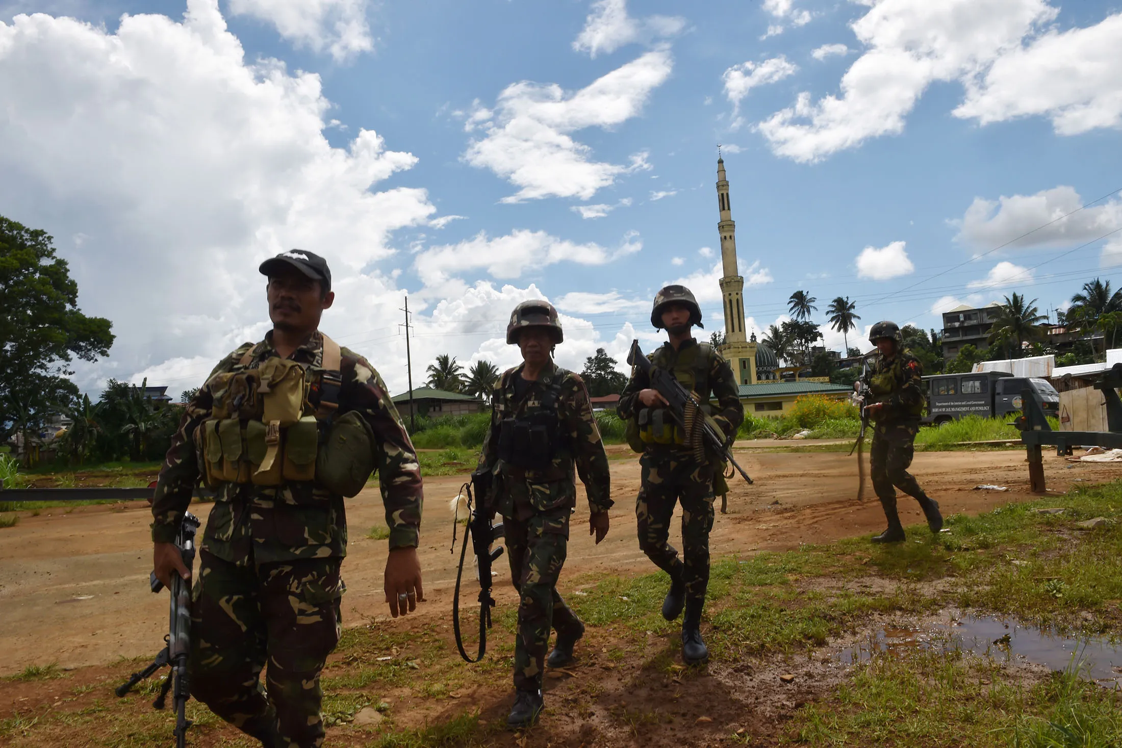 Philippine soldiers near the frontline in Marawi on June 19.
