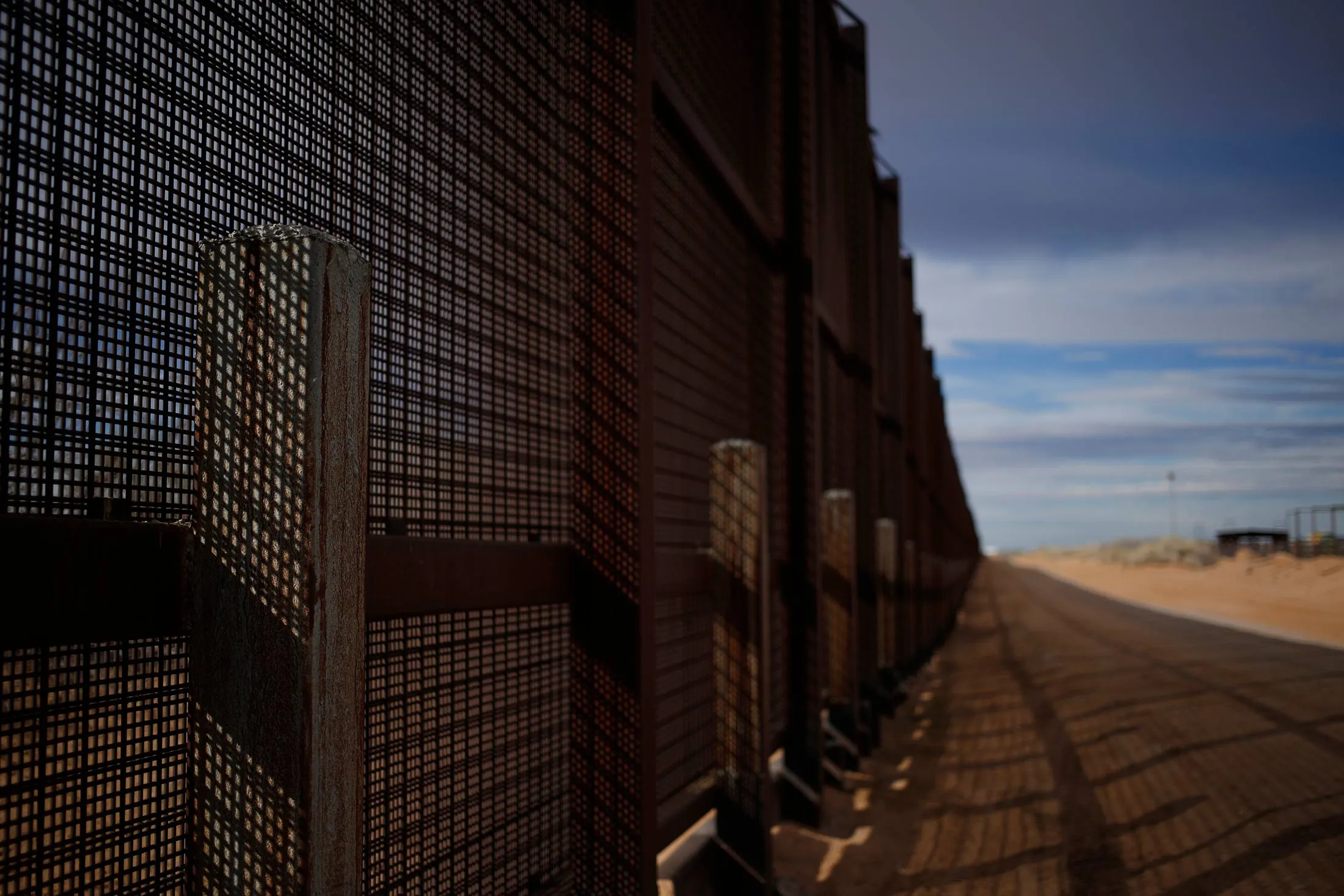 A border fence that separates the U.S. and Mexico stands in Santa Teresa, New Mexico, U.S.

