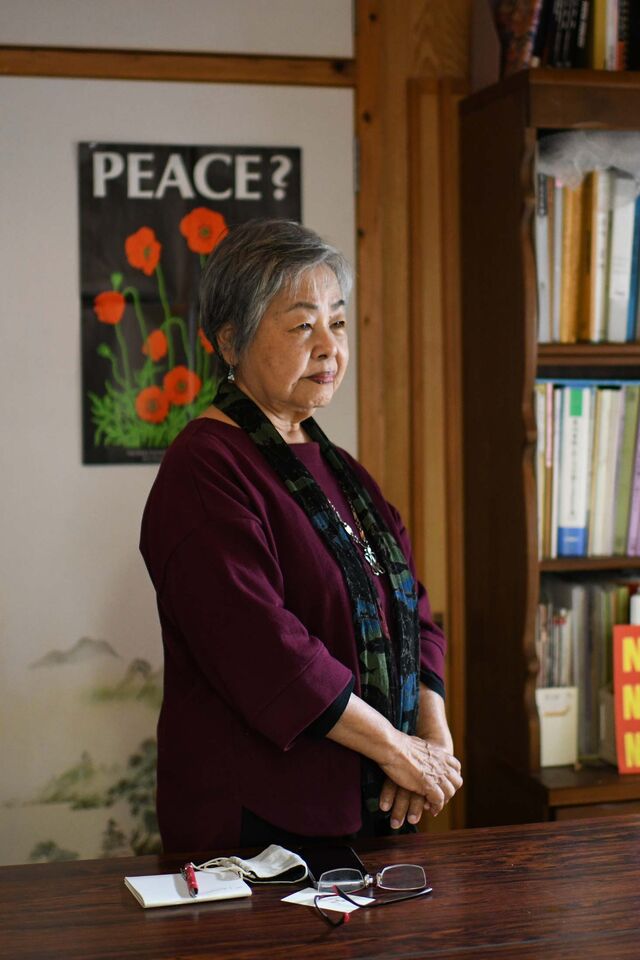Women’s rights activist Suzuyo Takazato at her office in Okinawa.