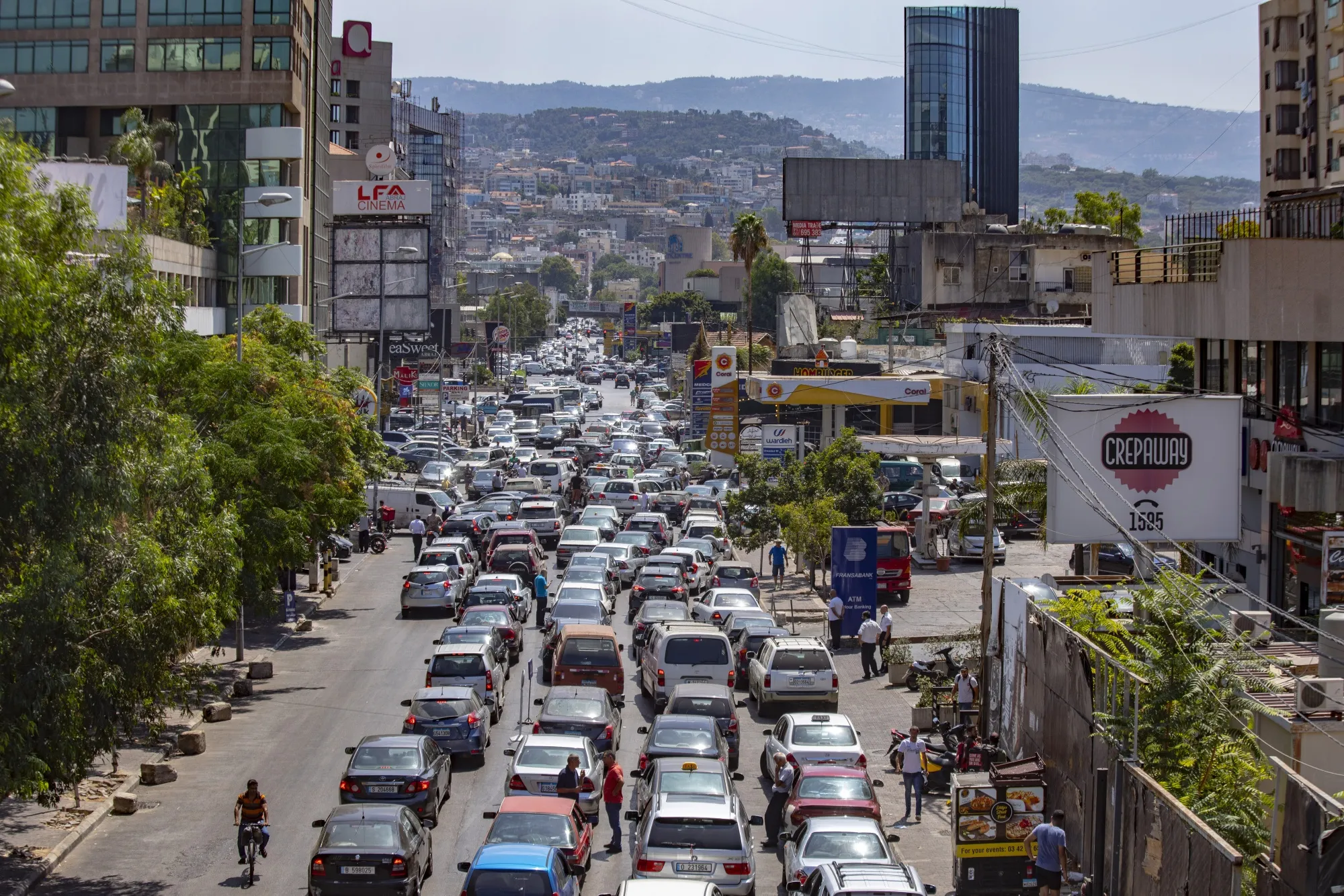 Automobiles queue at gasoline stations in&nbsp;Beirut, Lebanon.