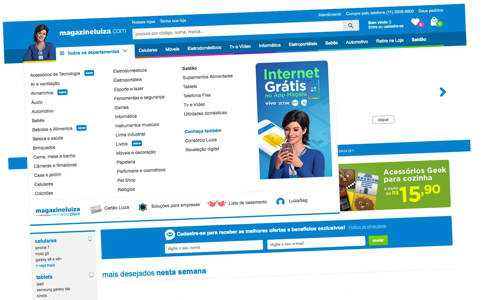 The Magazine Luiza website.
