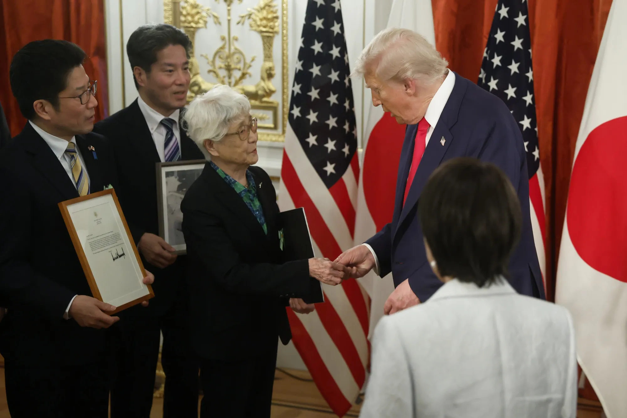 US President Donald Trump during a meeting with relatives of Japanese nationals abducted by North Korea in Tokyo on Oct. 28.