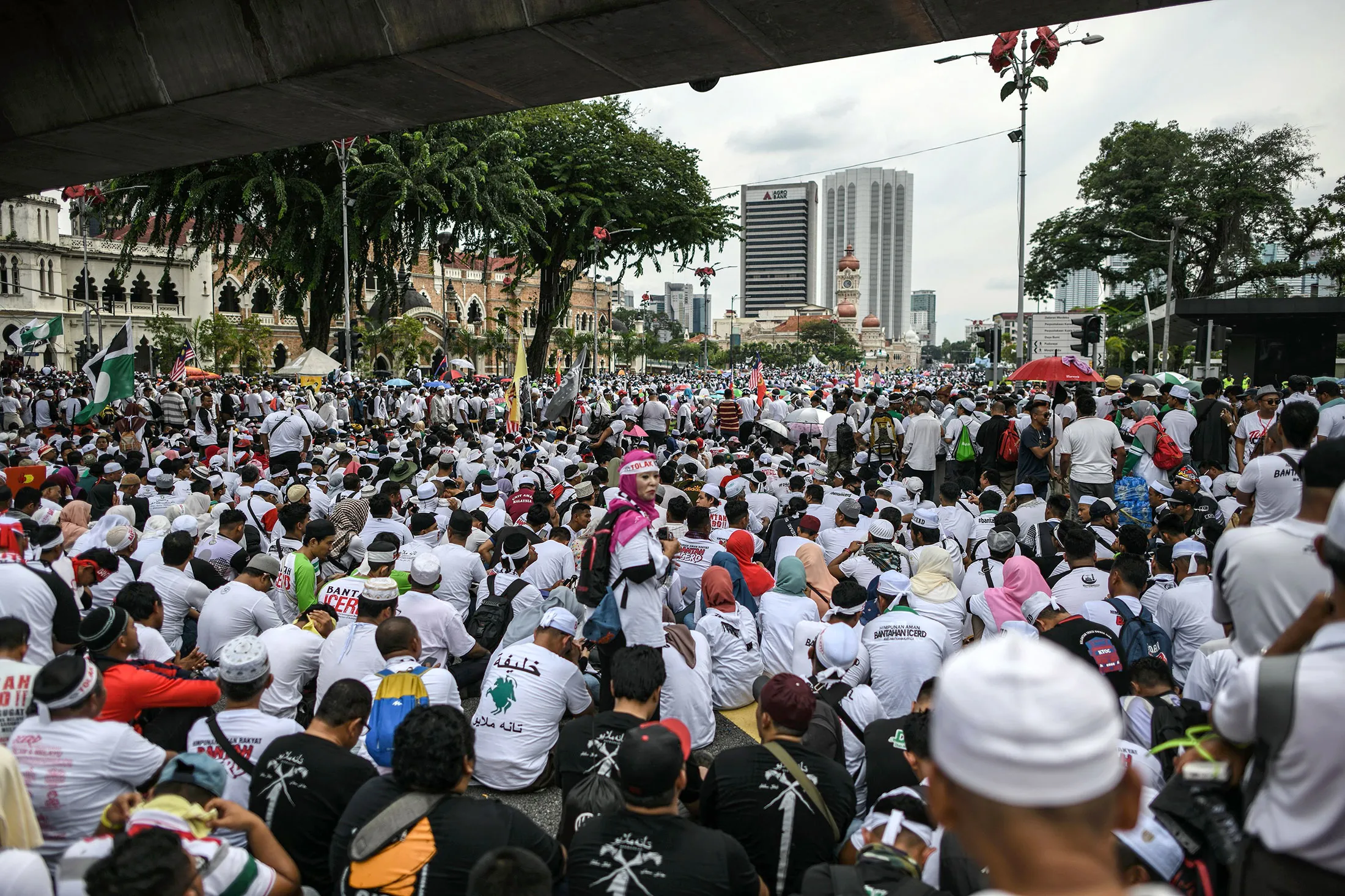 Protesters gather during a rally in Kuala Lumpur on Dec. 8.