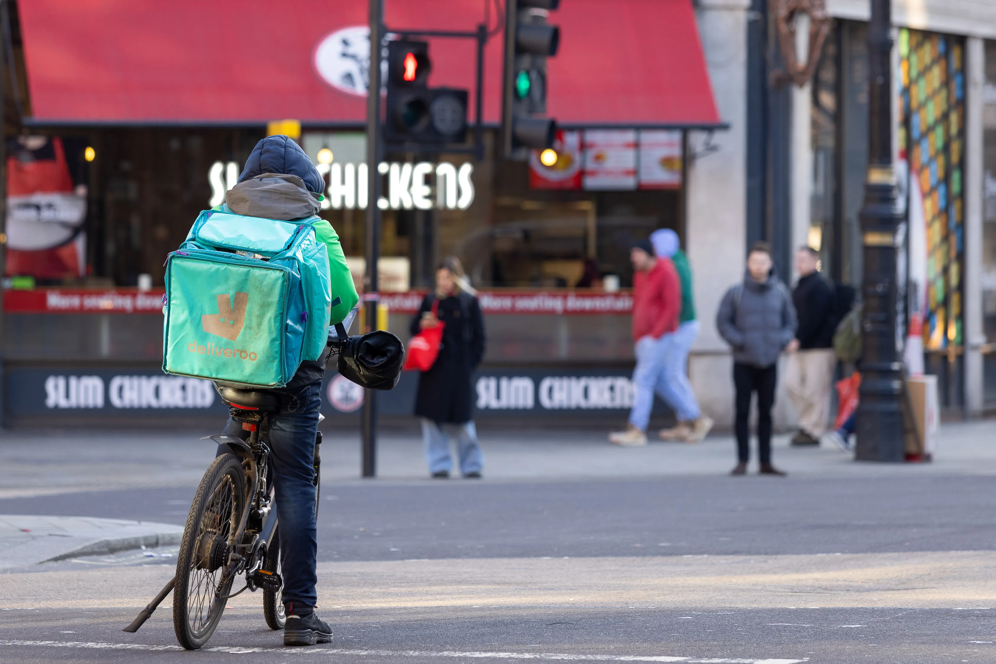 A Deliveroo courier in central London.