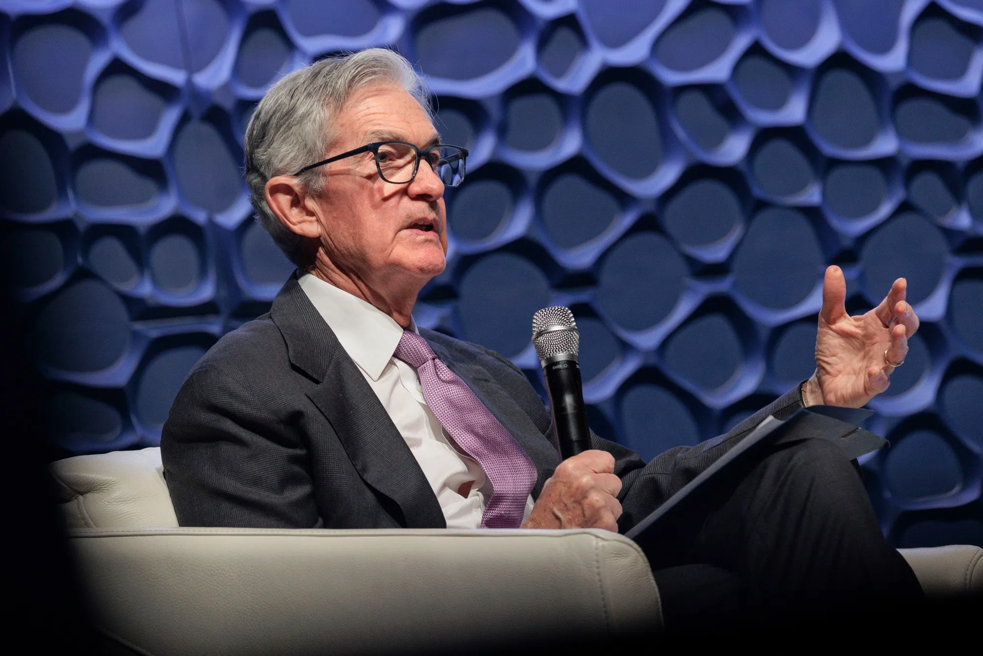 Jerome Powell speaks during a conversation on the economic outlook at Music Hall at Fair Park in Dallas, Texas, on Nov. 14.