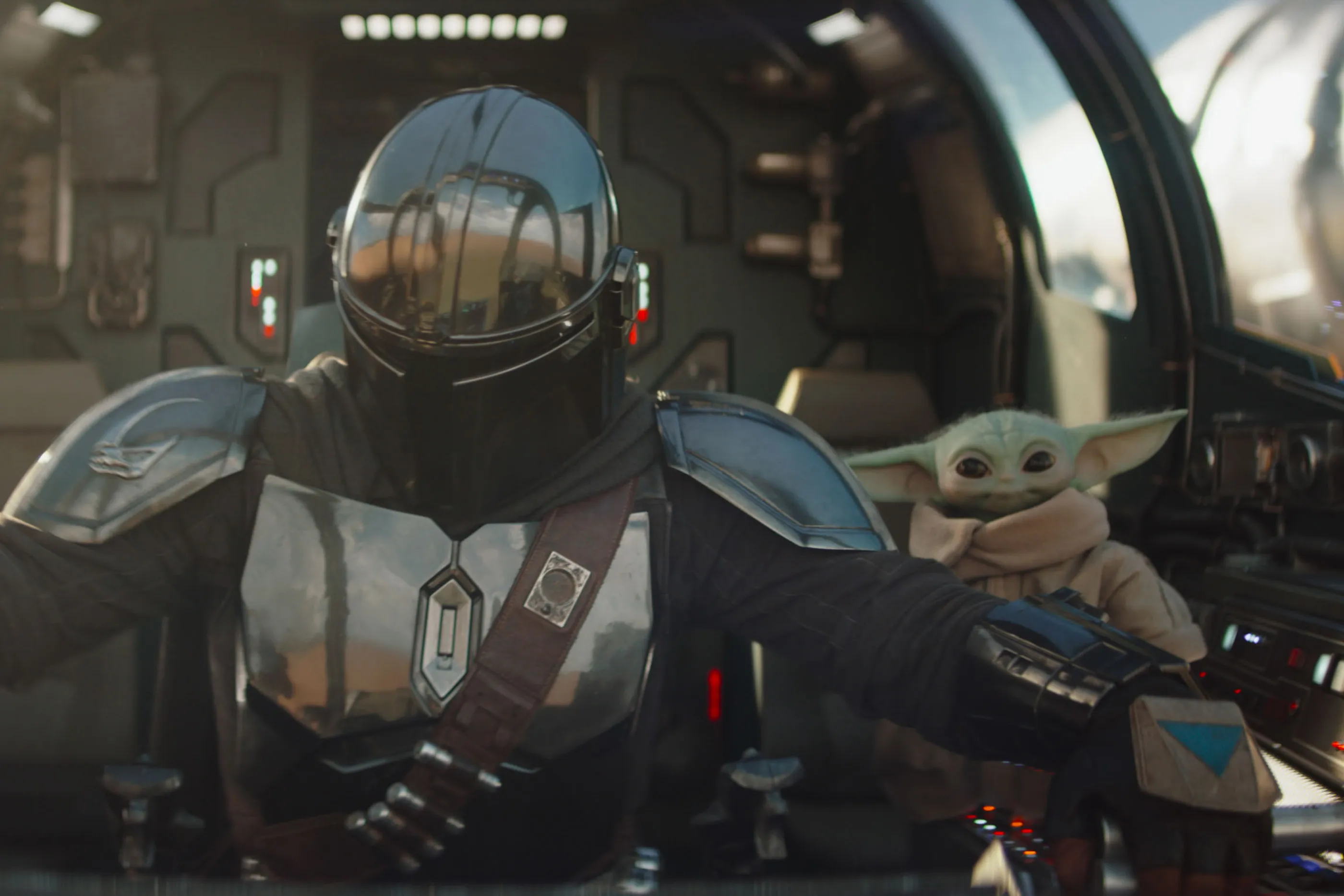 The Mandalorian (Pedro Pascal) and Grogu in The Mandalorian and Grogu.