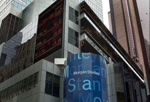 Morgan Stanley Signage Sits Outside the Company Headquarters