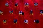 People sit on a chair marked out to keep social distancing amid the COVID-19 pandemic on November 27, 2021 in Singapore. (Photo by Suhaimi Abdullah/NurPhoto via Getty Images)