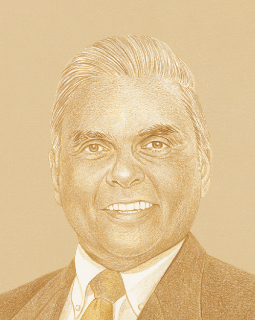 Portrait illustration of Kishore Mahbubani.