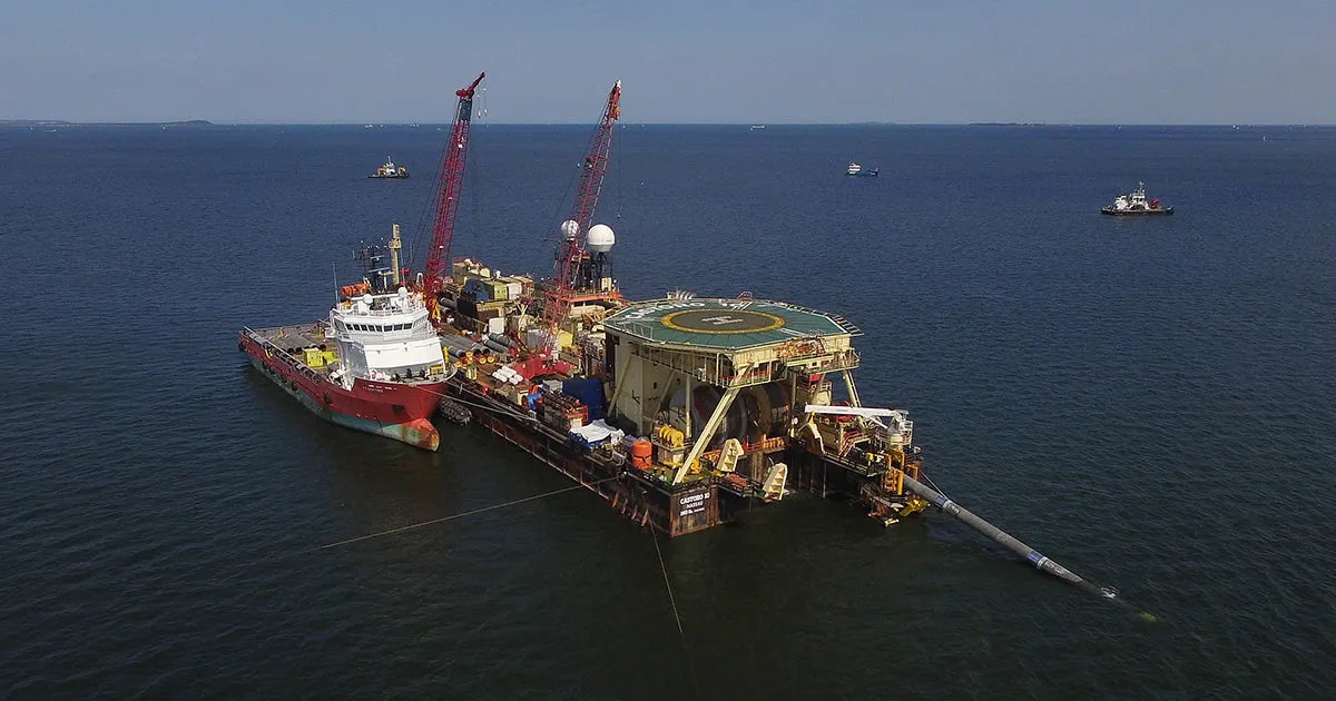 In the Baltic Sea, the Nord Stream 2 pipeline is being laid.