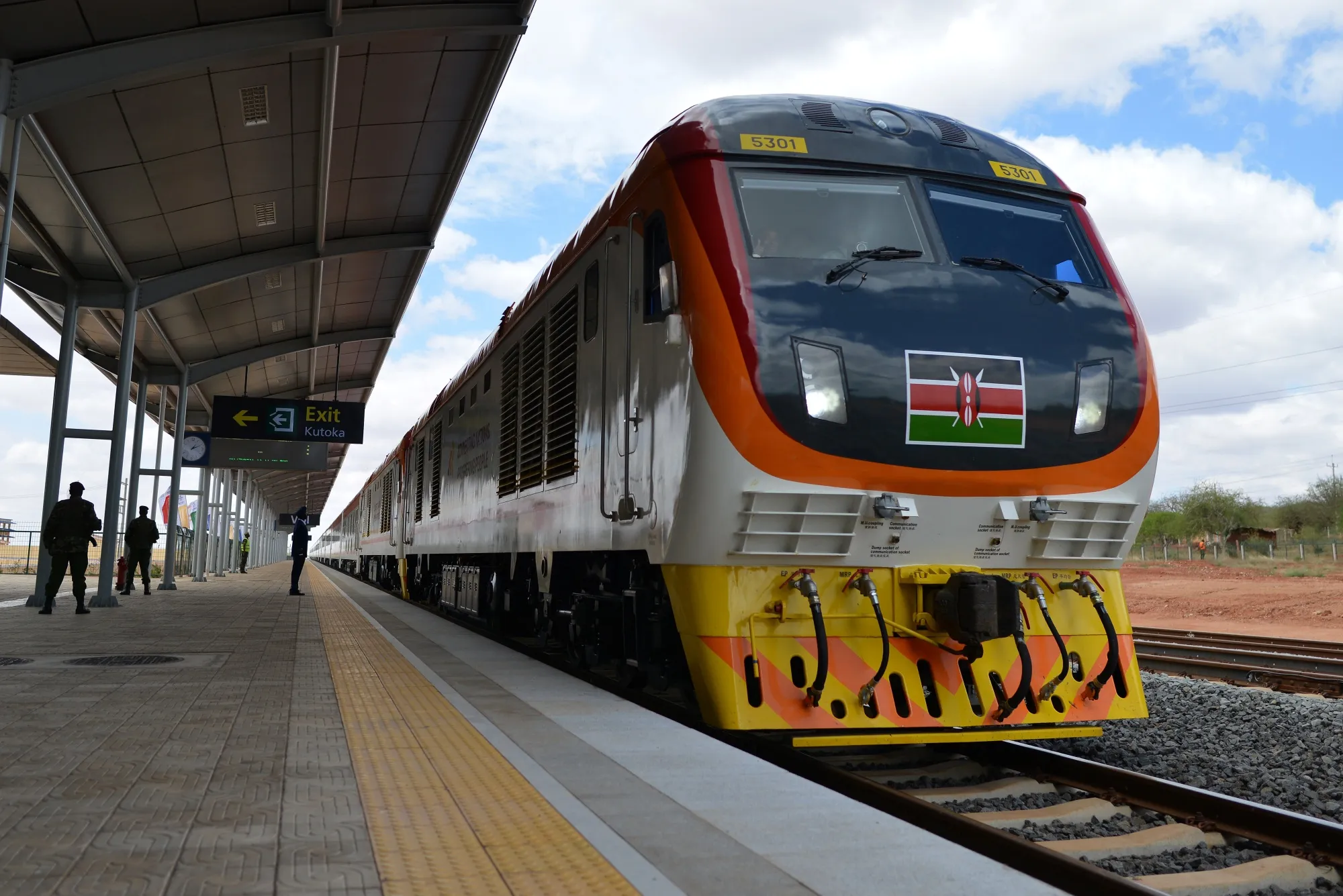 One of Kenya's standard gauge rail locomotive at a rail station&nbsp;in Voi, Kenya&nbsp;