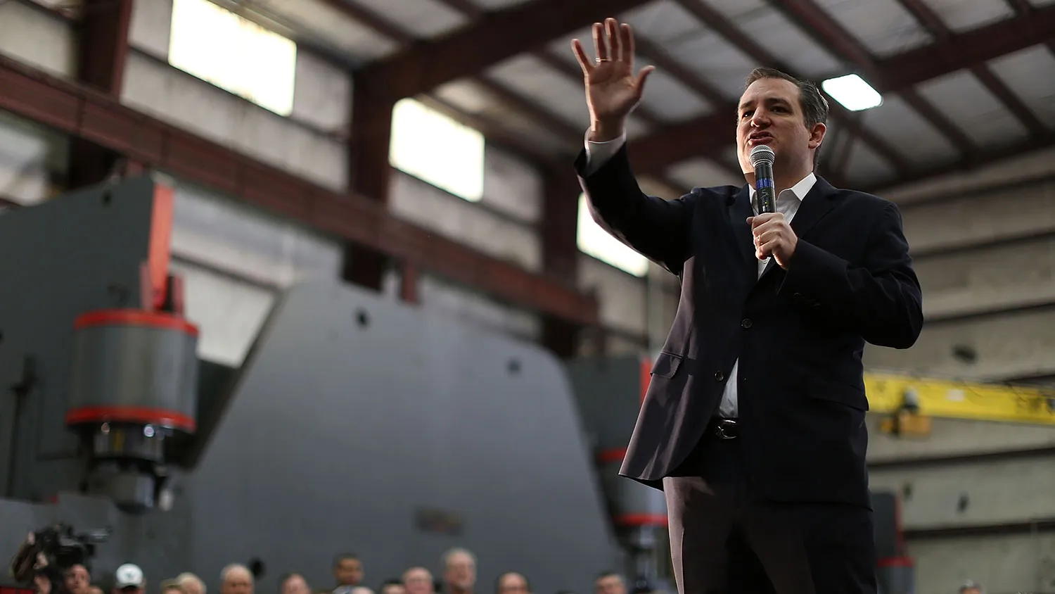 Senator Ted Cruz speaks during a campaign rally at the Mach Industrial Group on Feb. 24, 2016, in Houston.
