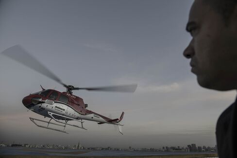 An UberCopter lands in São Paulo, Brazil.
