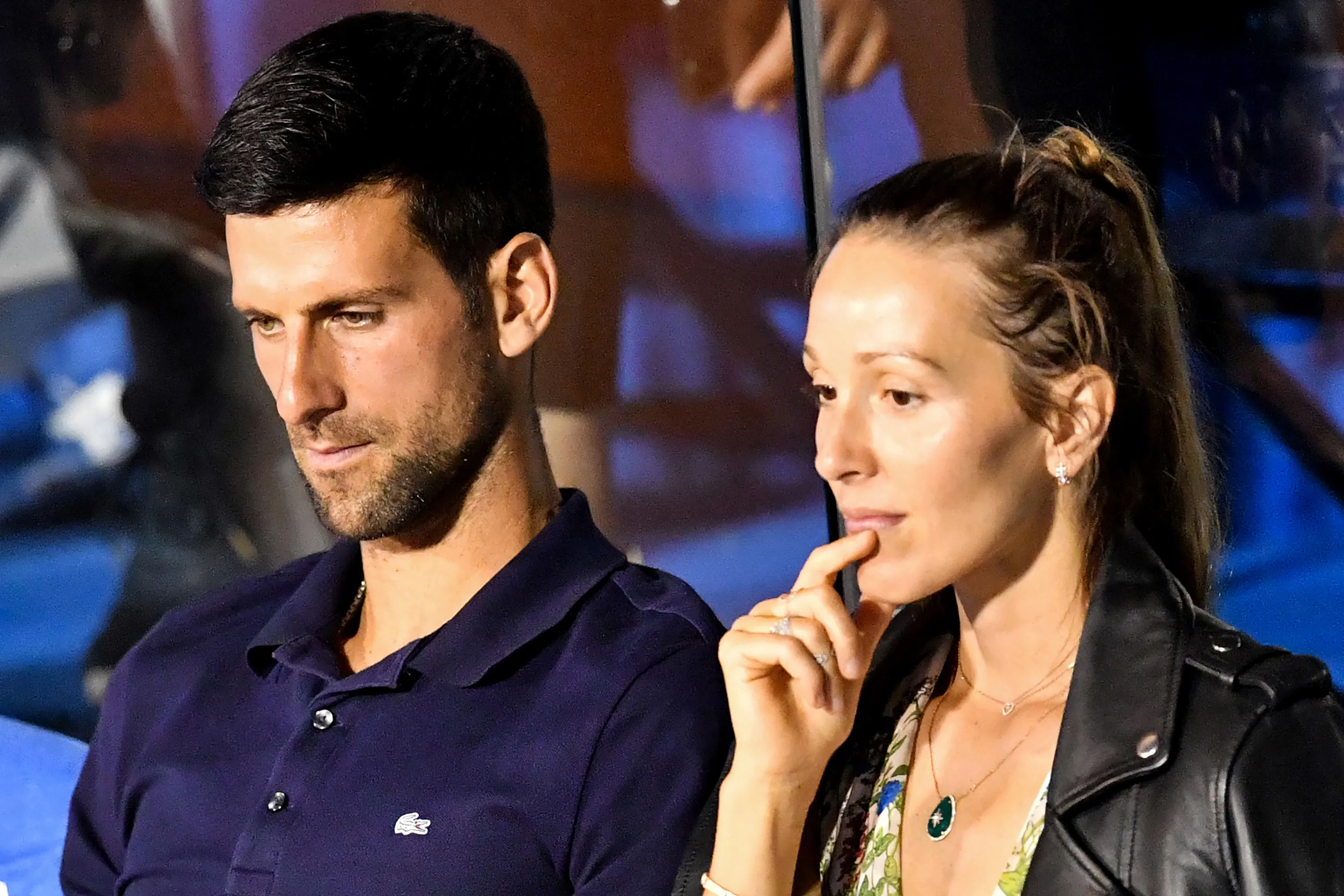 Novak Djokovic and his wife Jelena watch a match in Belgrade on June 14.