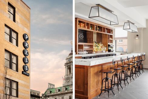 The Press Hotel, an Autograph Collection property newly opened in the old Portland Press Herald building.
