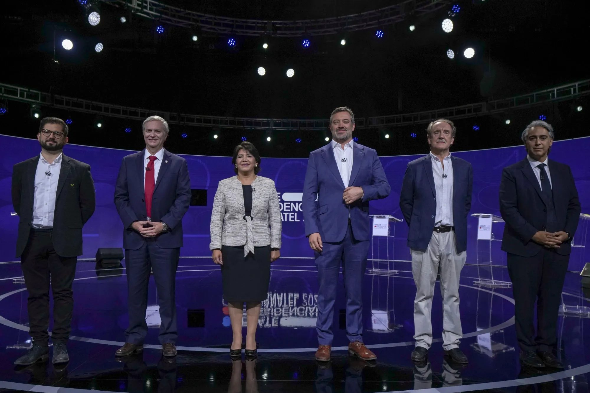 Chilean presidential candidates&nbsp;before a televised debate&nbsp;in Santiago, on Nov. 15.