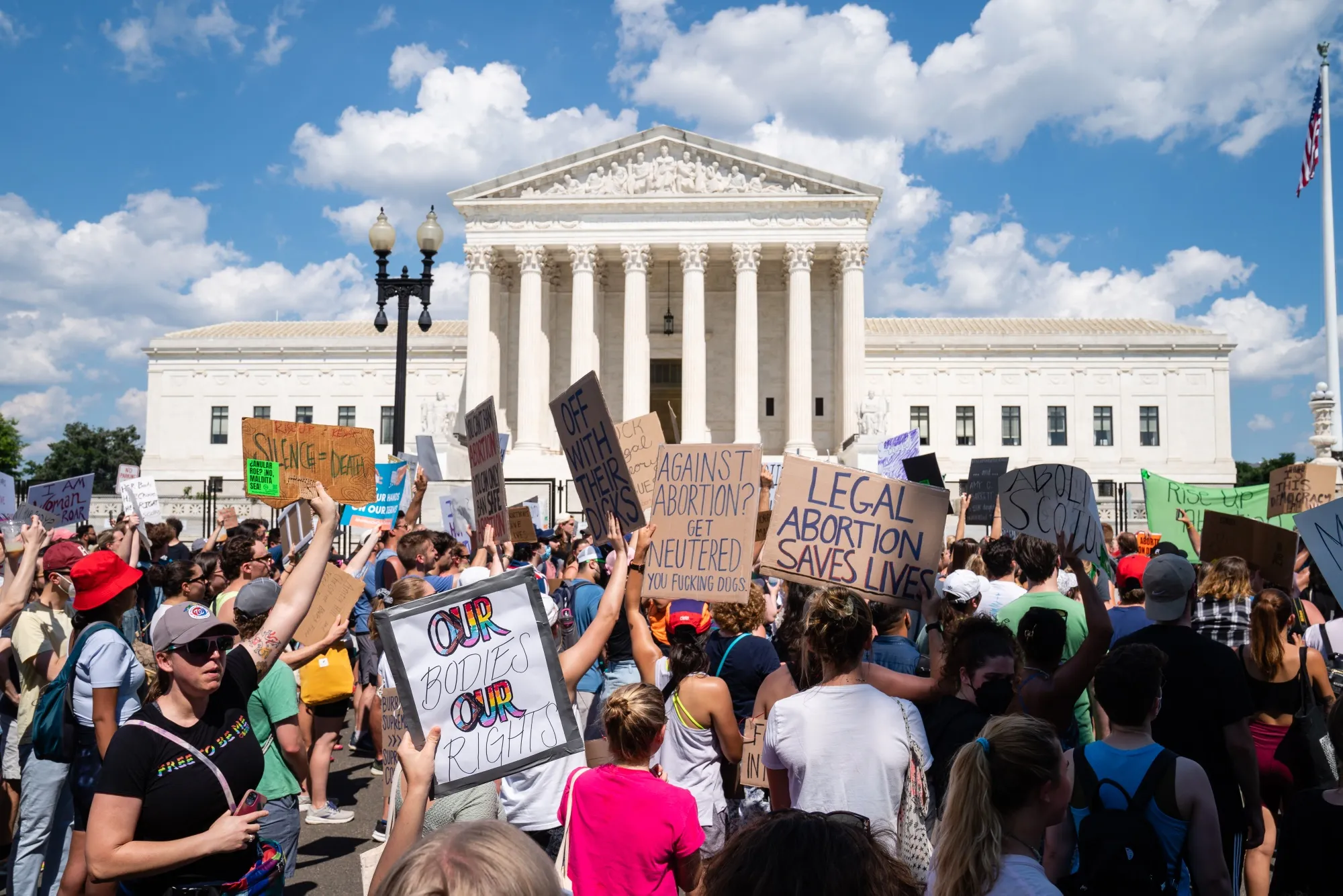 Abortion rights demonstrators&nbsp;outside the US Supreme Court on June 25.