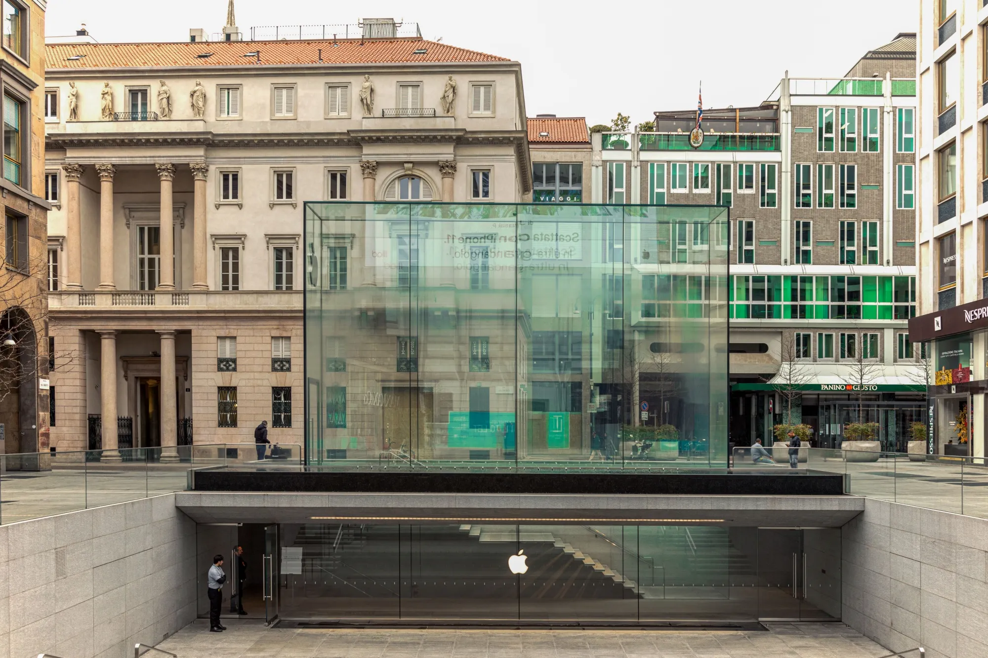 An Apple store stands closed in Milan on March 12.