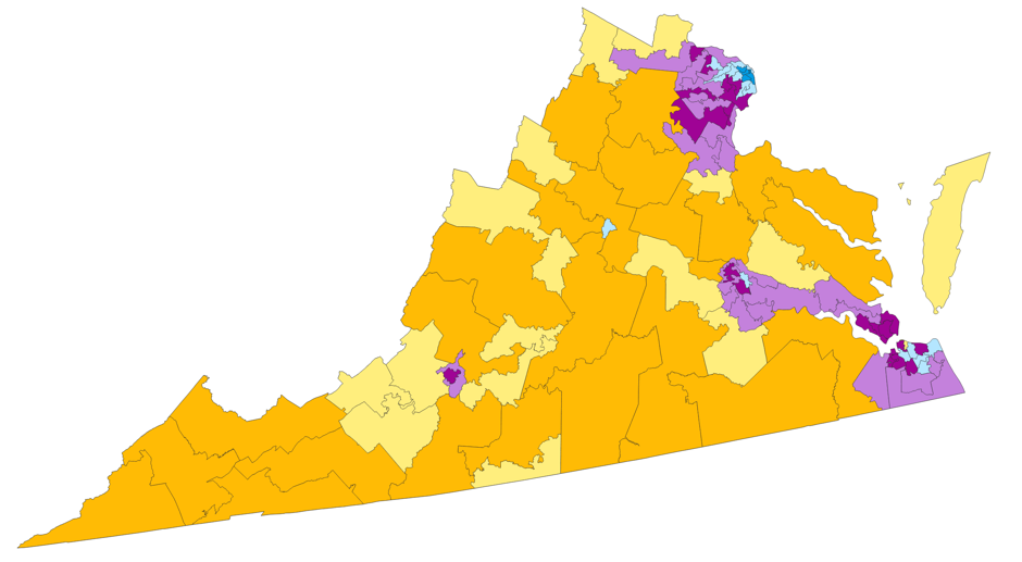 CityLab categorized Virginia's House of Delegates districts by the density of the neighborhoods that compose them.