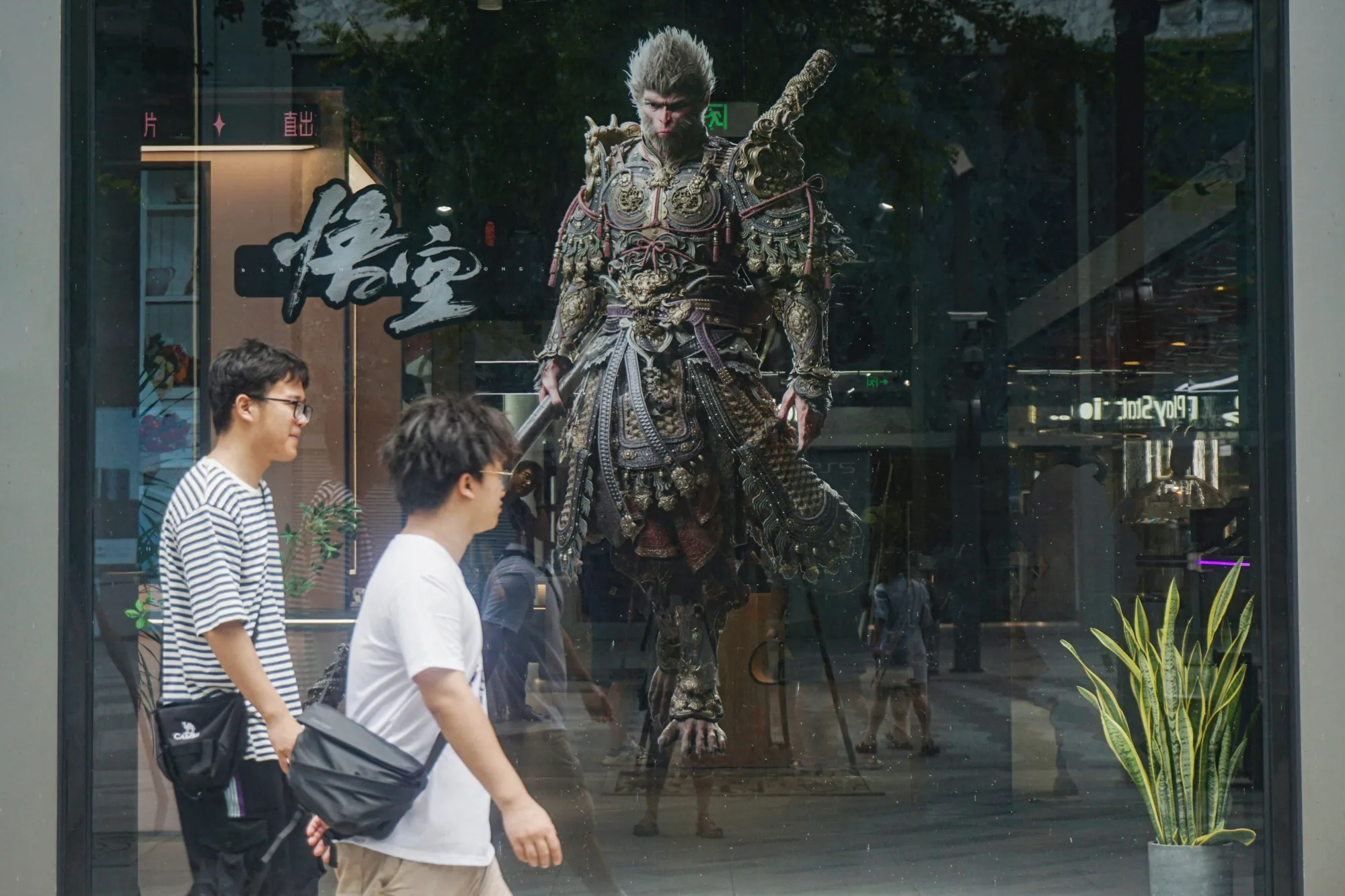 Sun Wukong&nbsp;of&nbsp;'Black Myth: Wukong', in a Hangzhou shop window.