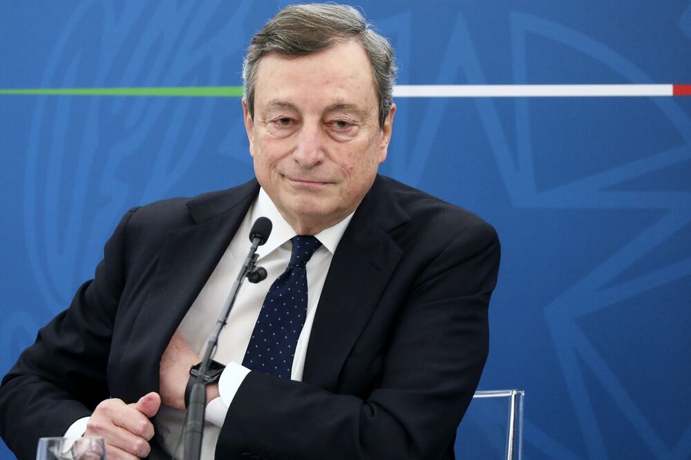 Italian Prime Minister Mario Draghi News Conference On Economic Stimulus
